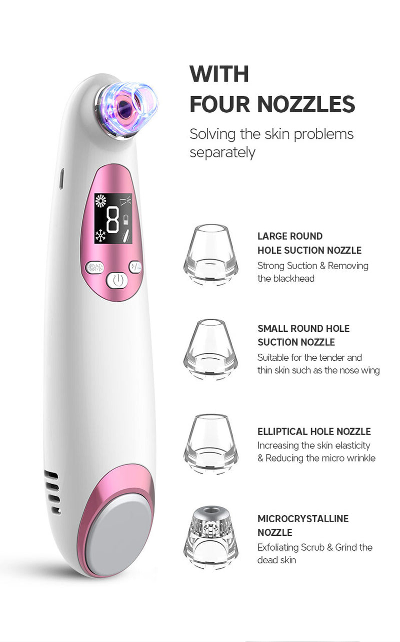 2 In1 Blackhead Vacuum Remover Cold&Hot Face Skin Care Massager Acne Cleanser