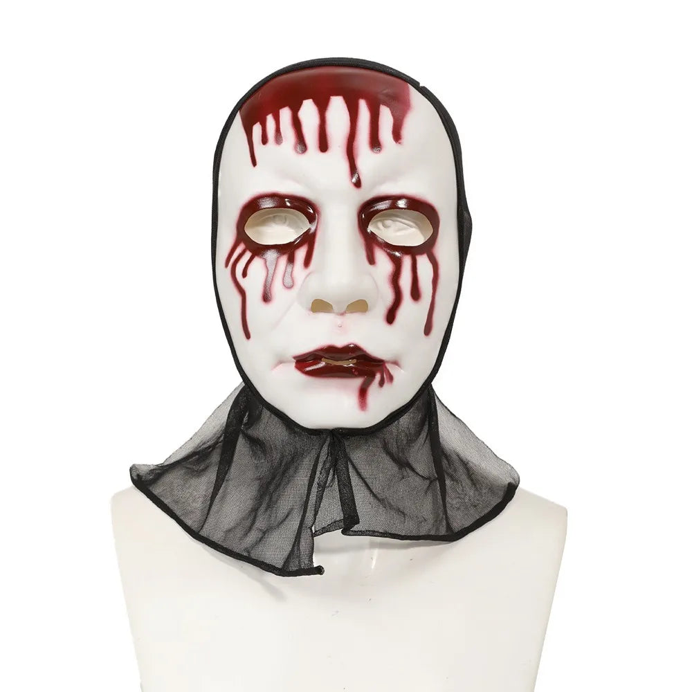 Scary Makeup Scary Look Halloween Mask Realistic Blood Plastic Party Costume Props Reusable Blood Scar Mask Theater Show