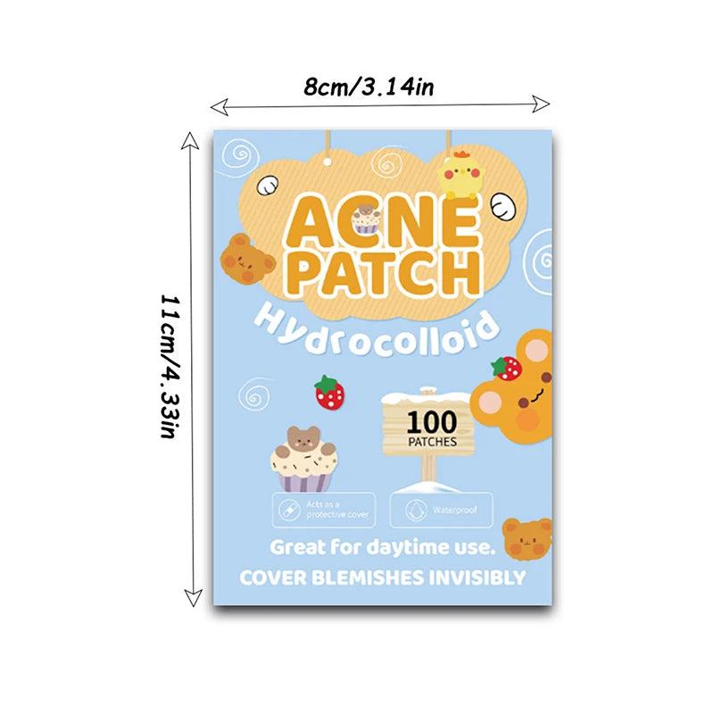 100 Patches Bear Shape Pimple Patches Colorful Hydrocolloid Pimple Healing Sticker Cute Strong Absorption Patches Face Care