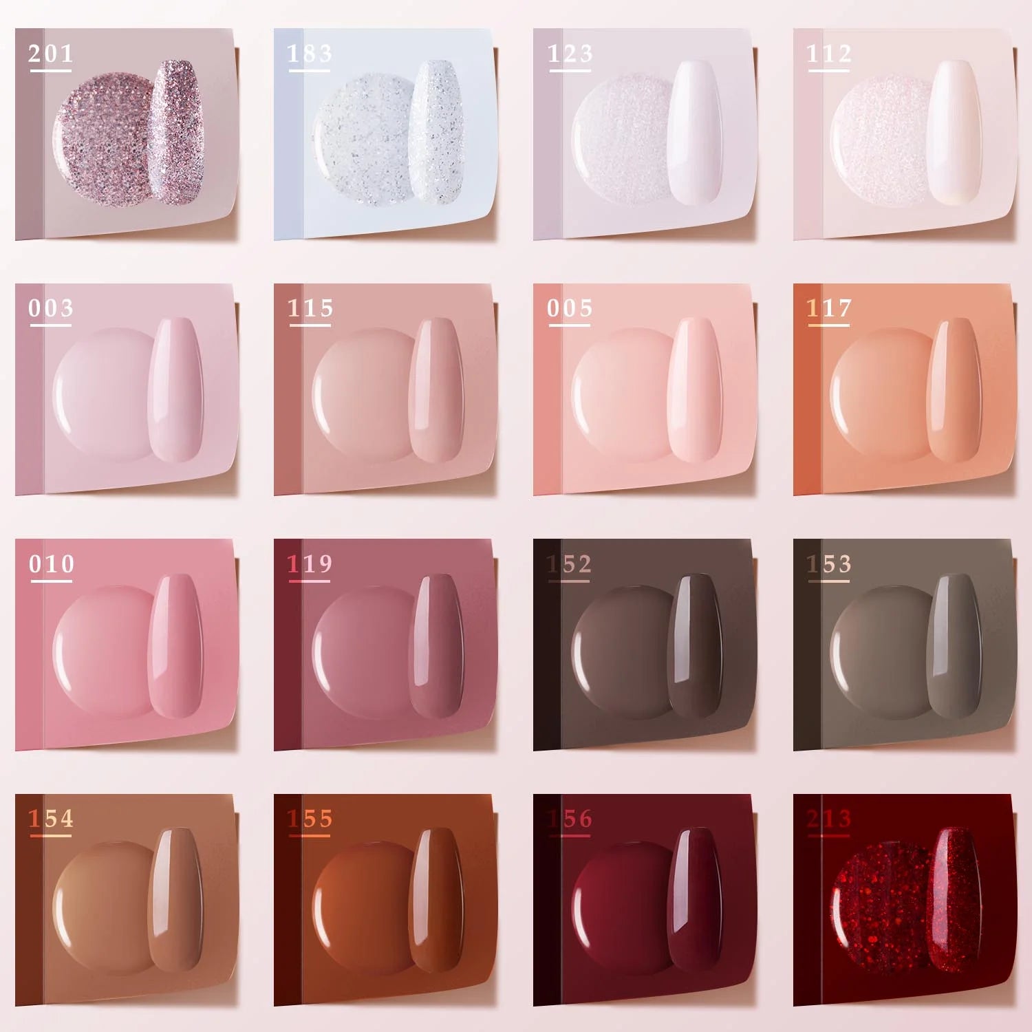 Gel Nail Polish Kit, 16 Colors Gel Polish Nudes Pink Red Brown Soak off Nail Gel Polish Set with Top and Base Coat, UV Nail Gel DIY Salon Nail Art Valentine Gift for Women