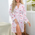 Cute Ladies Long Sleeve Belted Robe