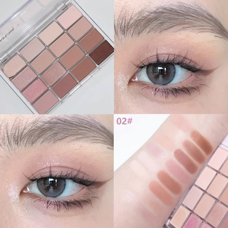 16 Colors Eye Shadow Plate Shimmer Matte Brightening Crouching Silkworm