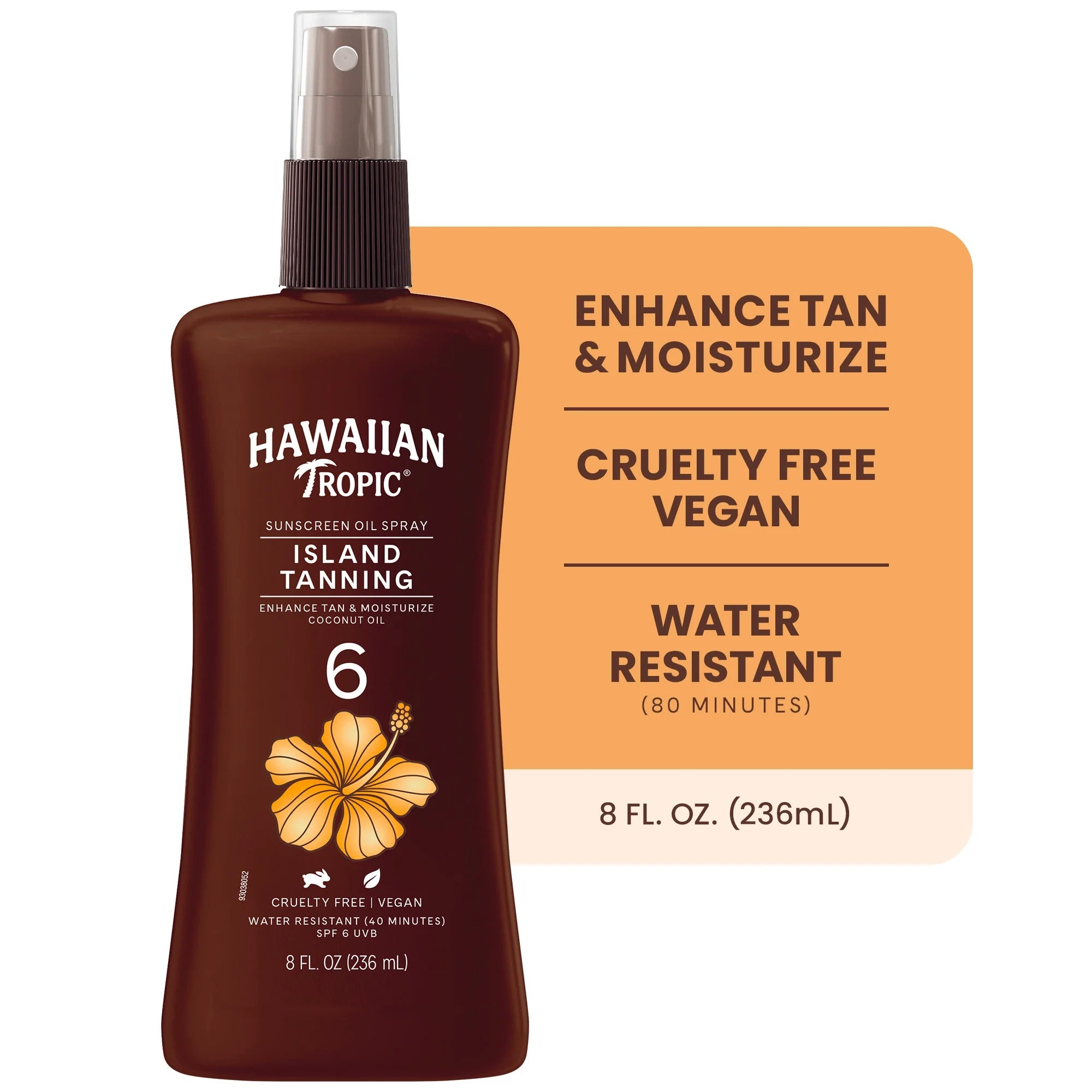 Island Tanning Oil 6 SPF Sunscreen Spray, 8Oz, Enhance Tan & Moisture