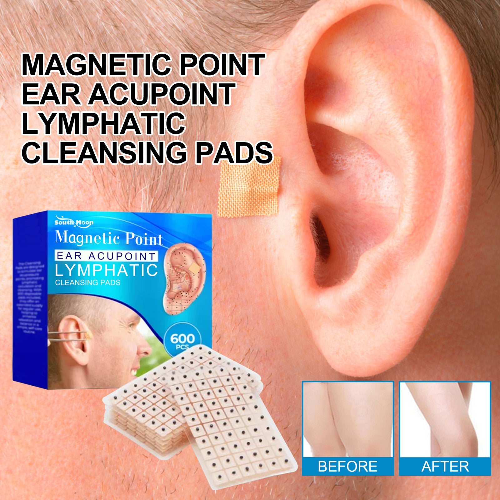 Magnetic Point Ear Acupoint lymphatic Cleansing Pads, Relieve Lymphatic Swelling Body Sculpting Body Care Ear Point Patch