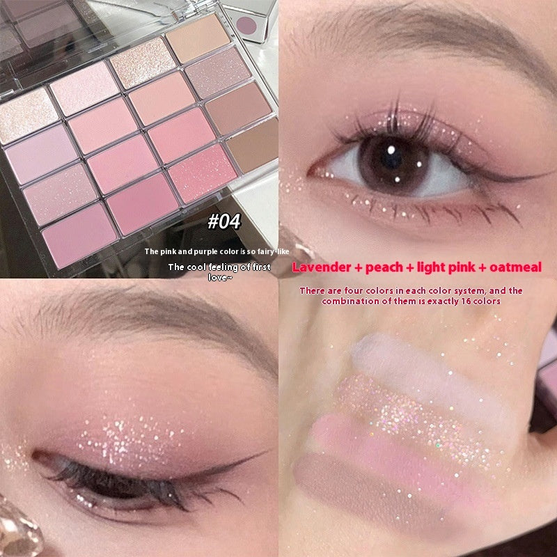 16 Colors Eye Shadow Plate Shimmer Matte Brightening Crouching Silkworm