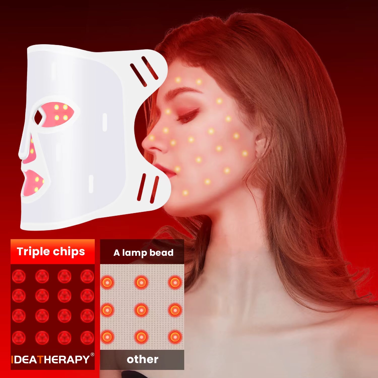 Medical Grade Professional 510K Silicone Facial Skin Led Face and Neck Red Light Therapy Mask for Skin Rejuvenation