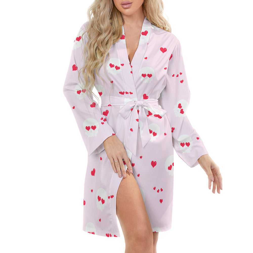 Cute Ladies Long Sleeve Belted Robe