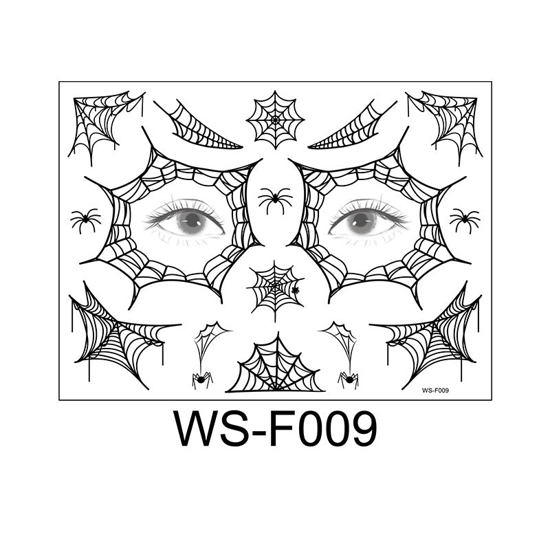 Halloween tattoo stickers, face stickers, spider web face stickers, tattoo stickers, waterproof, dark style, funny makeup stickers, temporary stickers