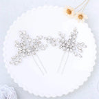 Rhinestone Bride Wedding Hair Pins Bridal Hair Clips Crystal Hair Piece Decorative Bridesmaids Hair Accessories for Women and Girls Pack of 2 (A-Silver)