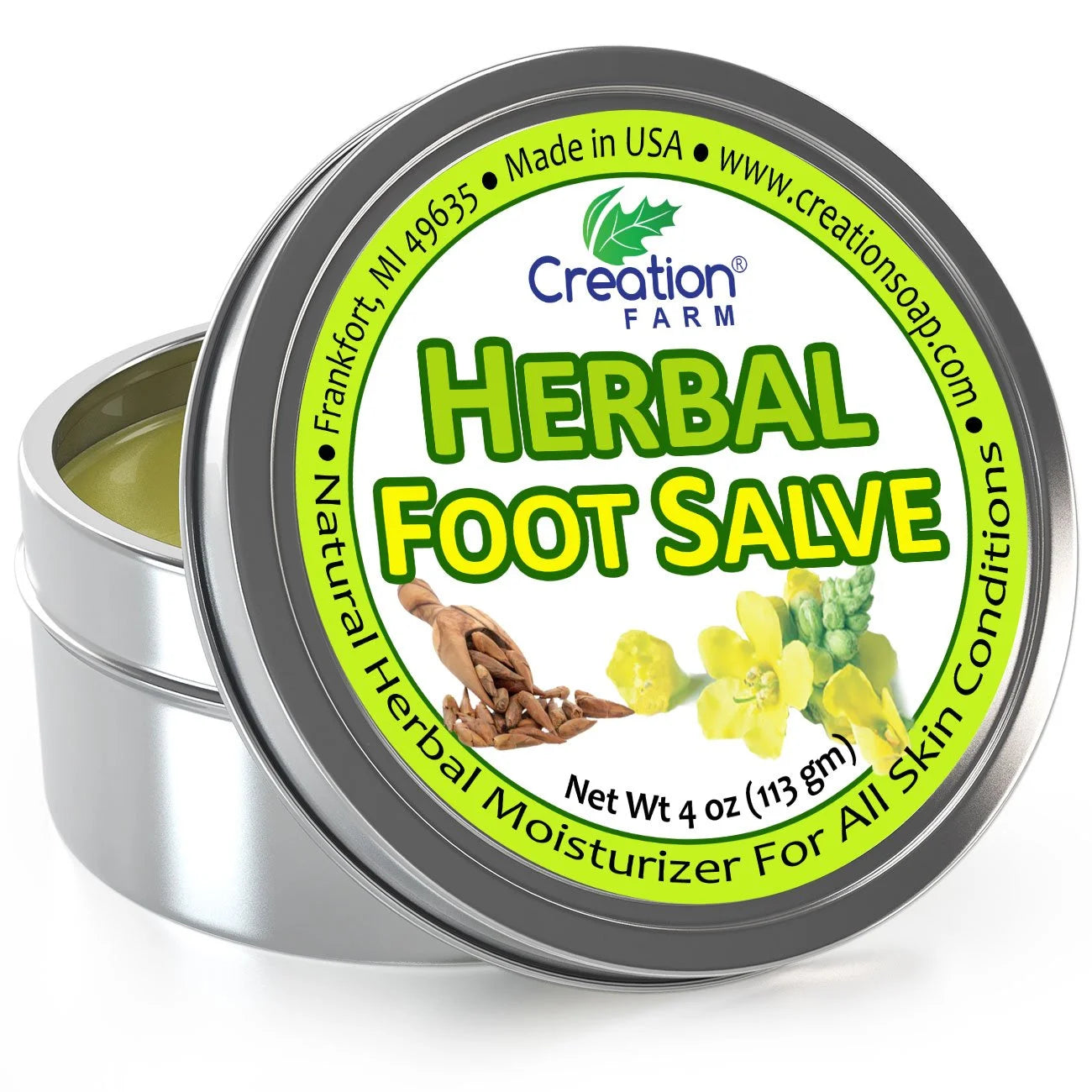 Herbal Foot Salve Tin. Skin Healing Ointment for Cracked Heels and Dry Feet- Foot Balm by