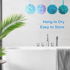 Loofah Bath Sponge XL 75G Set of 4 Ocean Colors by  - Soft Exfoliating Shower Lufa for Silky Skin - Long-Handle Mesh Body Poufs- Women and Men’S Loofahs - Loofah Sponges- Full Cleanse & Lather