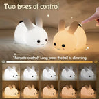 LED Rabbit Night Light Remote Control Dimmable RGB Rechargeable Silicone Bunny Lamp for Children Baby Toy Gift Touch Sensor