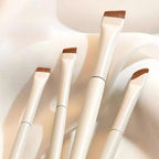 4 Piece Angled Eyeliner & Brow Brush Set Ultra Thin Precision Brushes For Gel Liner & Brows. Includes Leather Case.