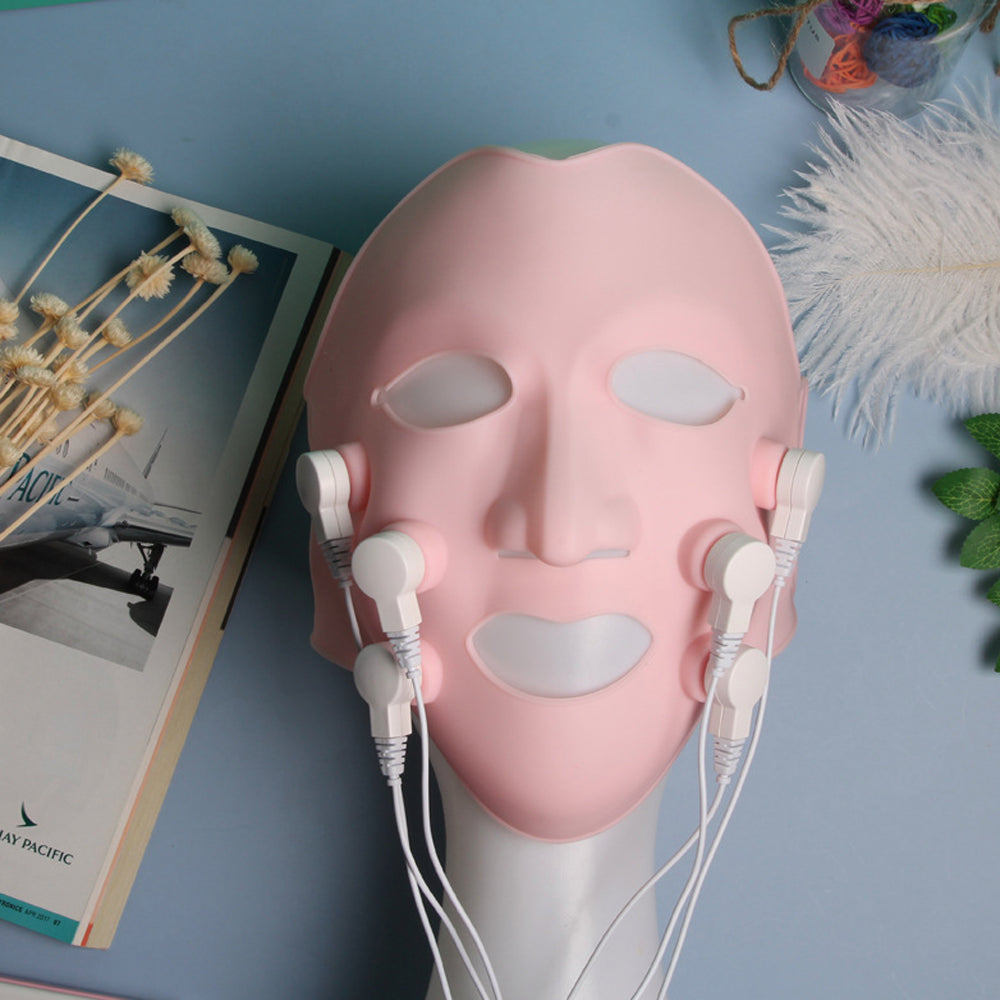 Red LED Light Photon Therapy Vibration Soft Gel Face Mask Massager anti Wrinkles