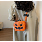 Halloween funny pumpkin bag fashion contrast color personality creative trend shoulder bag cartoon crossbody bag