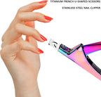 Professional Acrylic False Nail Clippers for Acrylic Nails Nail Tip Cutter Nail Manicure Tool (Rainbow)