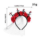 Halloween rose mesh headband ghost festival performance party headband dark floral wreath headband