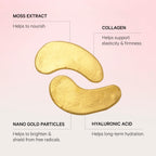 MZ SKIN Hydra-Bright Gold Eye Mask - Collagen-Infused Hydrogel Treatment for Puffiness, Dark Circles and Fine Lines, with Niacinamide, Hyaluronic Acid & Gold Nano Particles, Fragrance Free
