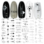 Cross-Border Nail Stickers New Japanese European And American 3D Hot Stamping Full Stickers Black And White Rose Heart-Shaped Ink Nail Decals