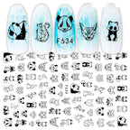 Cross-Border Nail Stickers New Japanese European And American 3D Hot Stamping Full Stickers Black And White Rose Heart-Shaped Ink Nail Decals