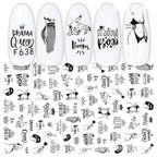 Cross-Border Nail Stickers New Japanese European And American 3D Hot Stamping Full Stickers Black And White Rose Heart-Shaped Ink Nail Decals