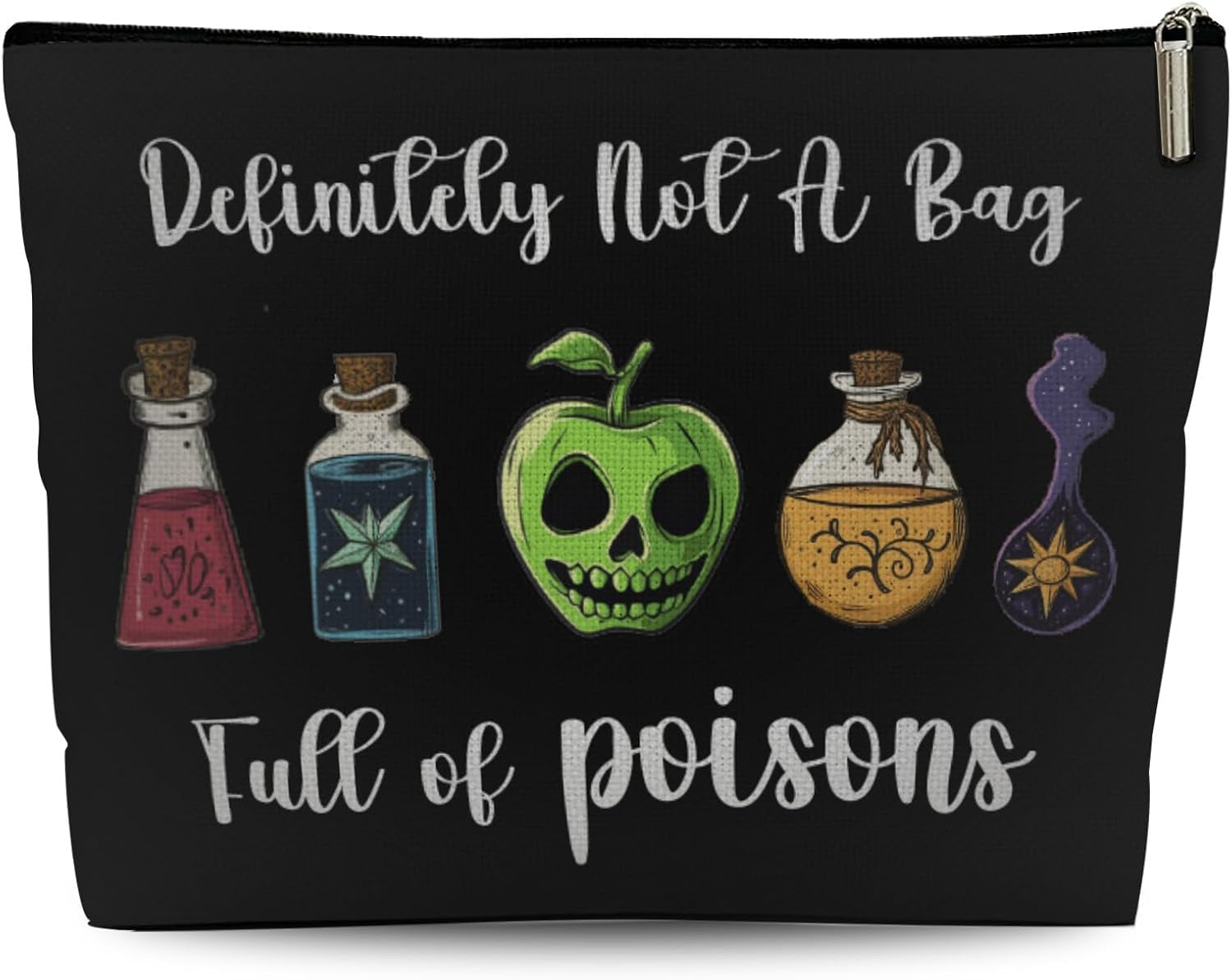 Definitely Not a Bag Full of Poisons Makeup Bag, Witchy Gifts for Women, Villains Inspired Cosmetic Bag with Zipper