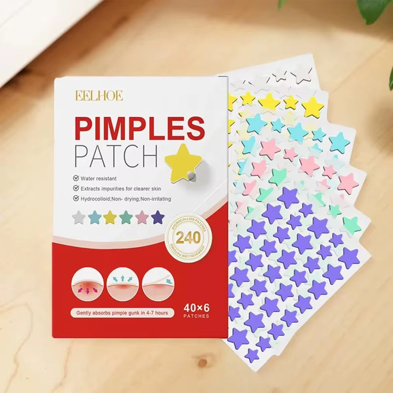 240Pcs New Pimple Patch Acne Patches Heart/Star/Flower/Round Shape Acne Dots Patches Moisturizes for Covering Zits and Blemishes