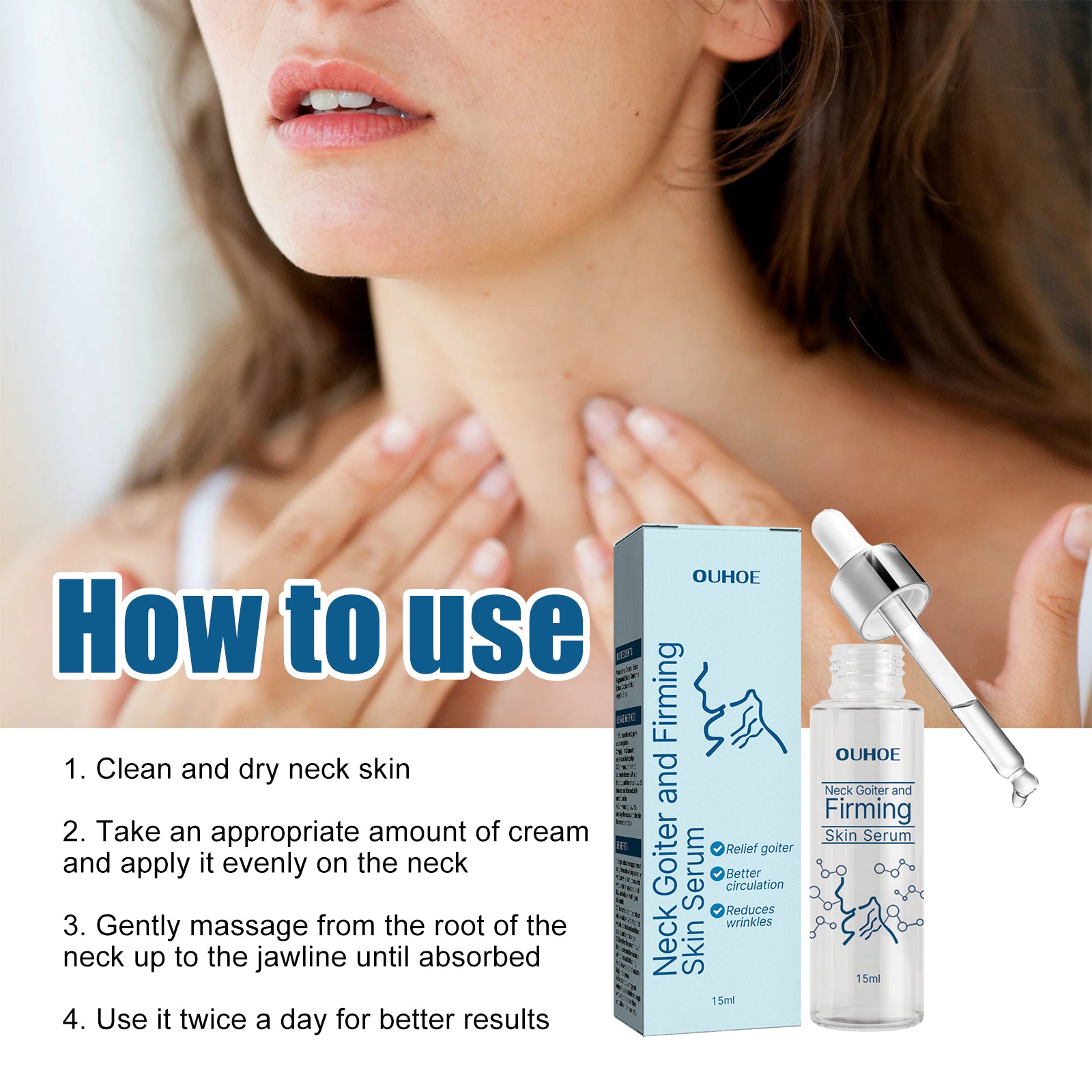 Neck Firming Essence, Lighten Fine Lines Lift Neck Moisturizing And Brightening Essence