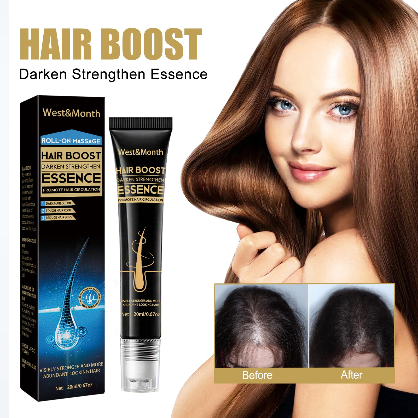 Hair Boost Darken Strengthen Essence, Scalp Massage Moisturizing Hair Roots Thick Smooth Hair Care Ball