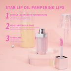 Magic Color Changing Lip Oil Moisturizing Lip Glow Oil, Big Brush Plumping Glimmer Lip Gloss, Long Lasting & Nourishing Lip Glow Oil Non-Sticky Fresh Texture Lip Gloss Lip Tint(Pink)
