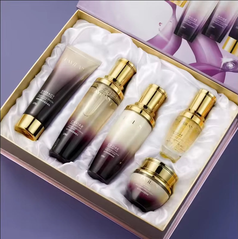 Manufacturer Wholesale Caviar Peptide Facial Care Kit Whitening anti Aging Moisturizing Repairing Skin Care Set for Women