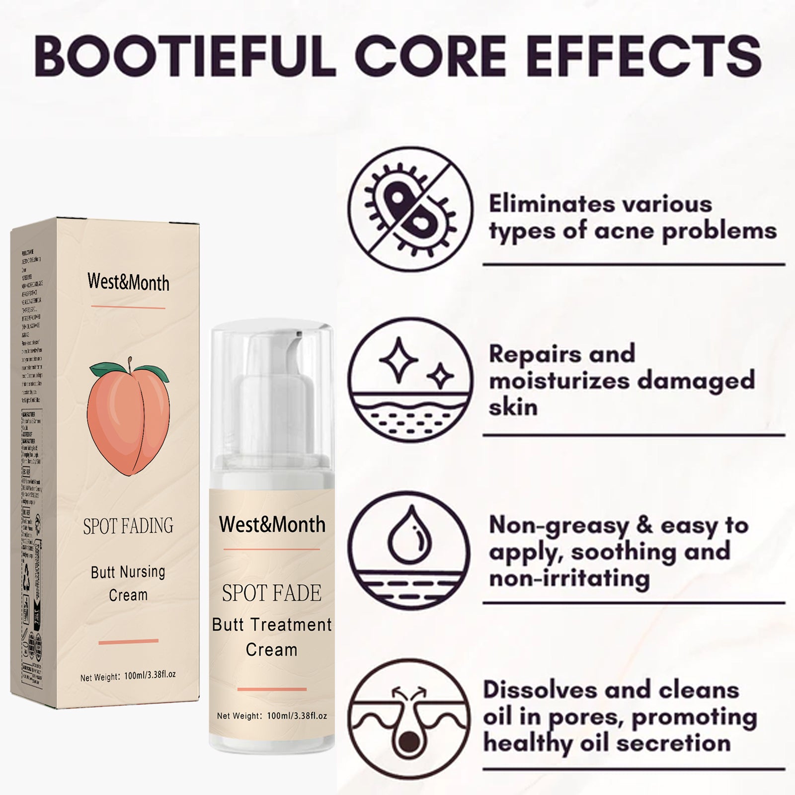 Buttock Care Cream, Repair Rough Buttock Skin Gentle Care Moisturizing And Moisturizing Skin