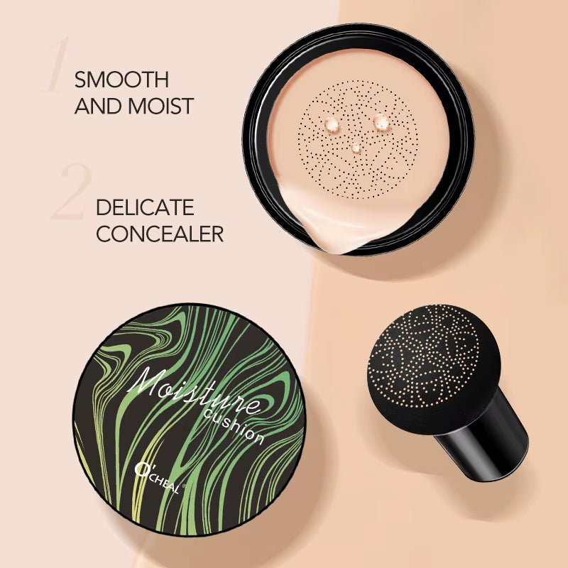 Ocheal BB Cream Air Cushion Compact Make up Foundation Concealer Cream for Face Cosmetics Makeup Mushroom Head Puff