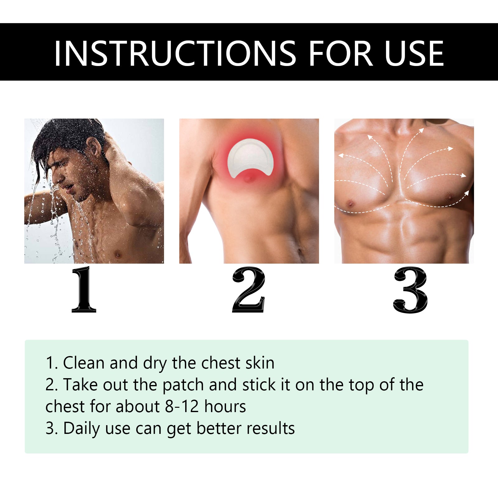 Men's Chest Fat Burner Patch, Chest Firming And Anti-sagging Chest Massage And Care Patch