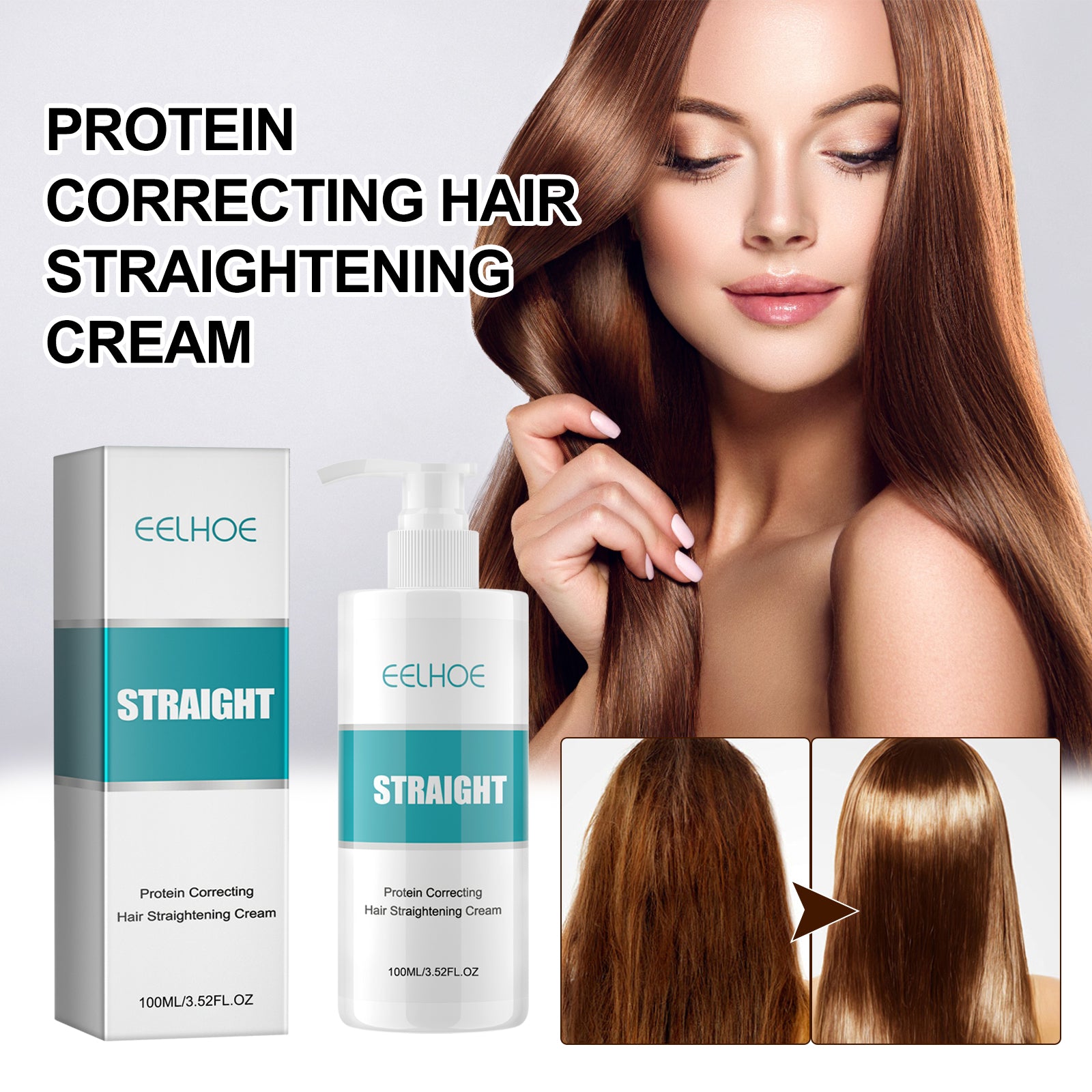 Protein Correcting Hair Straightening Cream, Smoothing And Repairing Damaged Hair Smoothing Cream Without Straightening