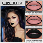 Black Matte Lipstick Lip Liner Set Liquid Lipstick High Pigmented Long Lasting Waterproof Goth Makeup Halloween Lip Gloss Lip Stain for Cosplay Gothic Rock Style