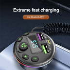 Bluetooth 5.0 FM Transmitter Car Kit MP3 Modulator Player Handsfree Audio Receiver with 3 in 1 Charge Cable for Iphone Huawei