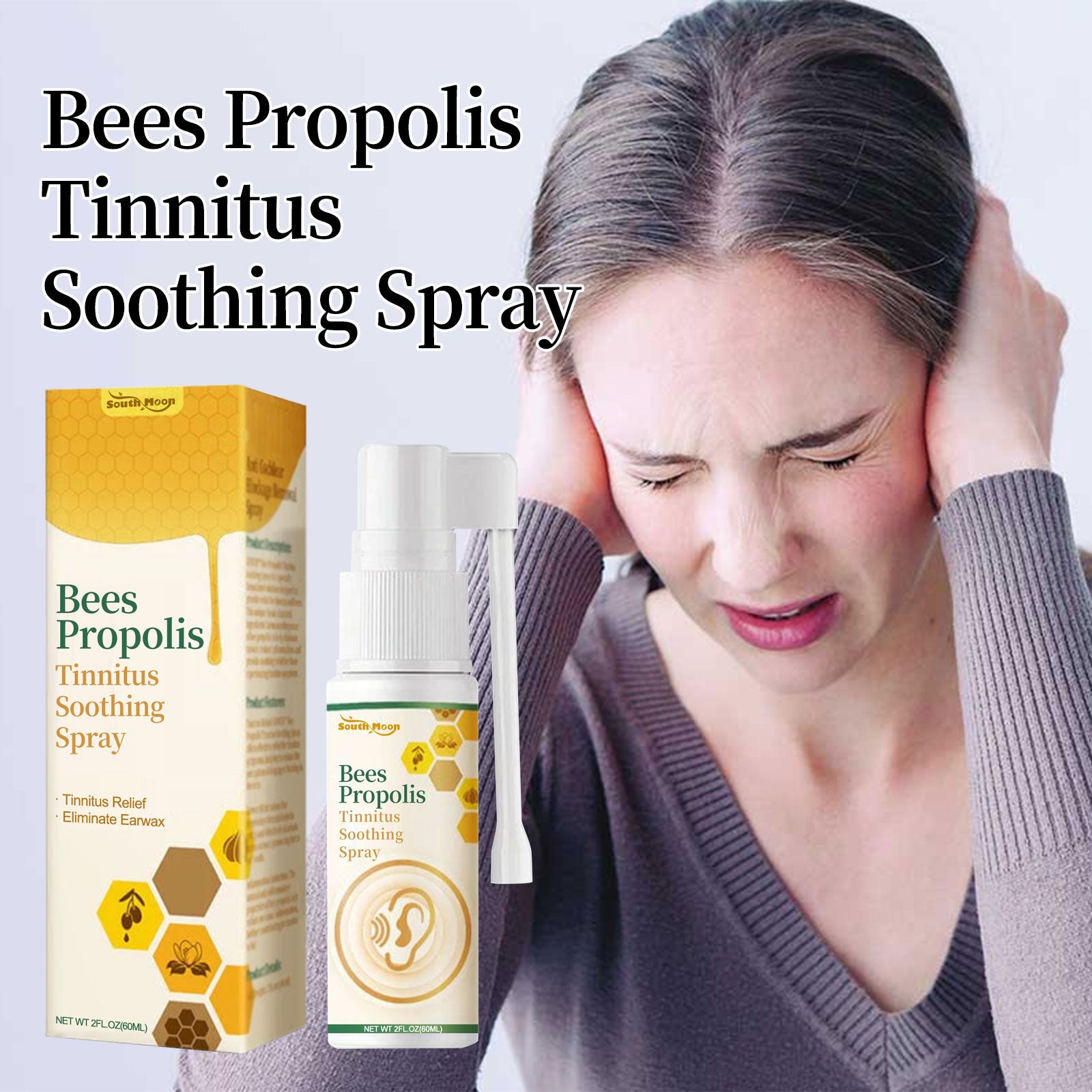 Bees Propolis Tinnitus Soothing Spray, Relieve Tinnitus And Ear Discomfort Clean Ear Wax Drops