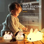 LED Rabbit Night Light Remote Control Dimmable RGB Rechargeable Silicone Bunny Lamp for Children Baby Toy Gift Touch Sensor