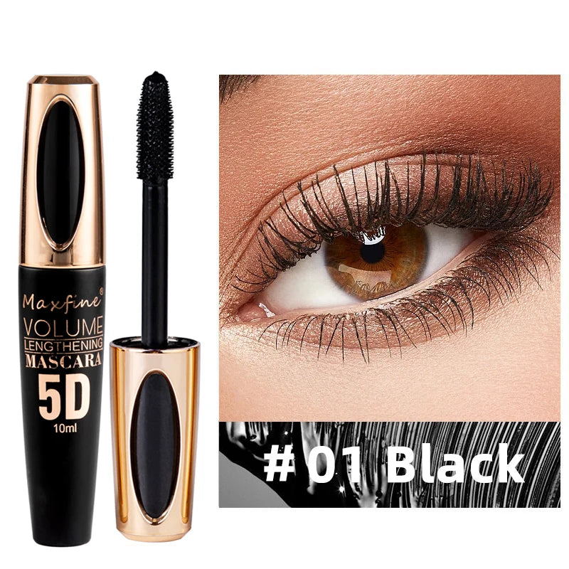 5D Silk Mascara with Big Eyes, Strong and Lasting Black Content and Length, Waterproof and Non-Caking, and Prolonged Mascara.