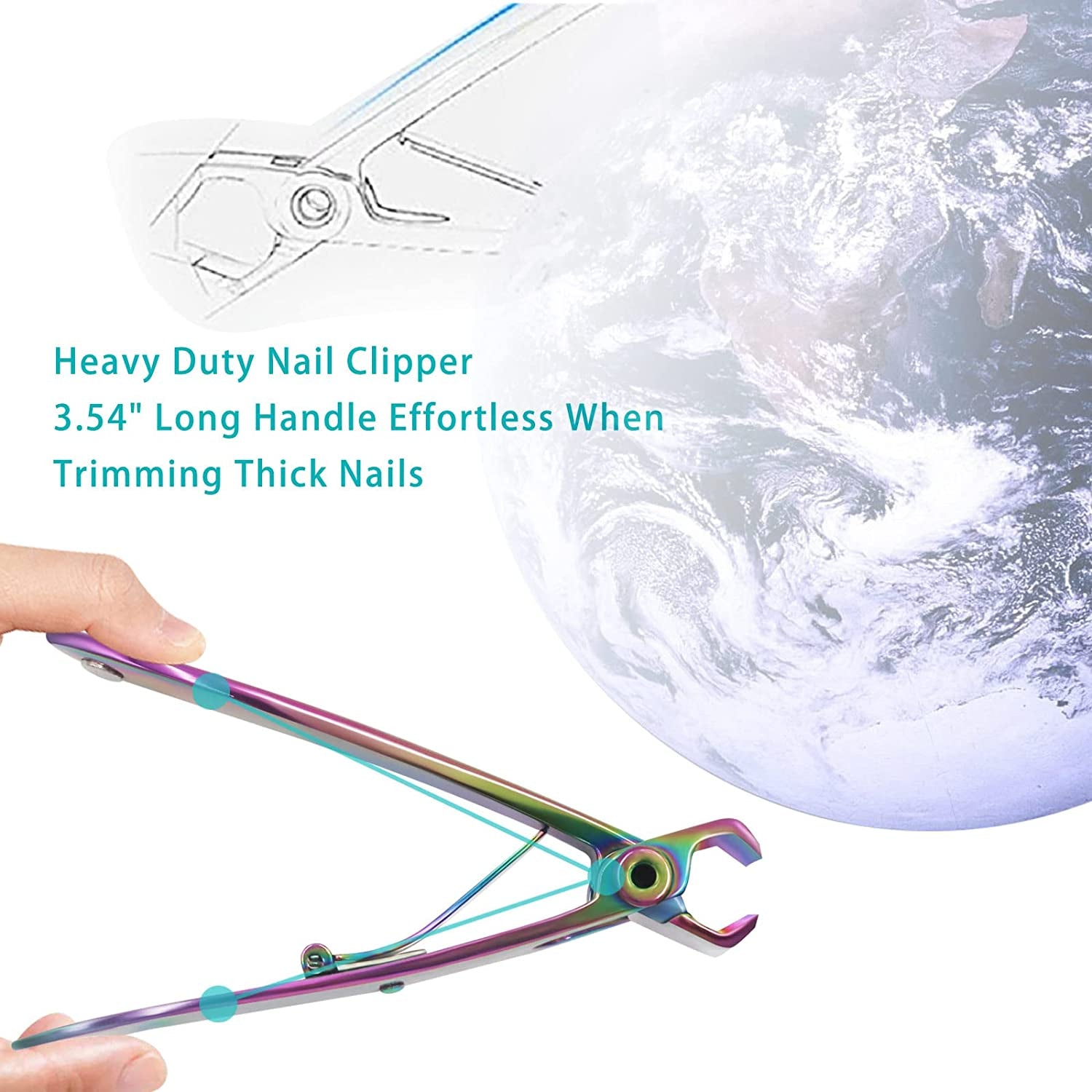 Toenail Clippers for Thick Nails, Toe Nail Clippers for Women, Long Handle Effortless 17Mm Wide Jaw Opening for Men & Seniors, Extra Large Stainless Steel Nail Clippers(Multi-Colored)