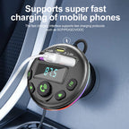 Bluetooth 5.0 FM Transmitter Car Kit MP3 Modulator Player Handsfree Audio Receiver with 3 in 1 Charge Cable for Iphone Huawei
