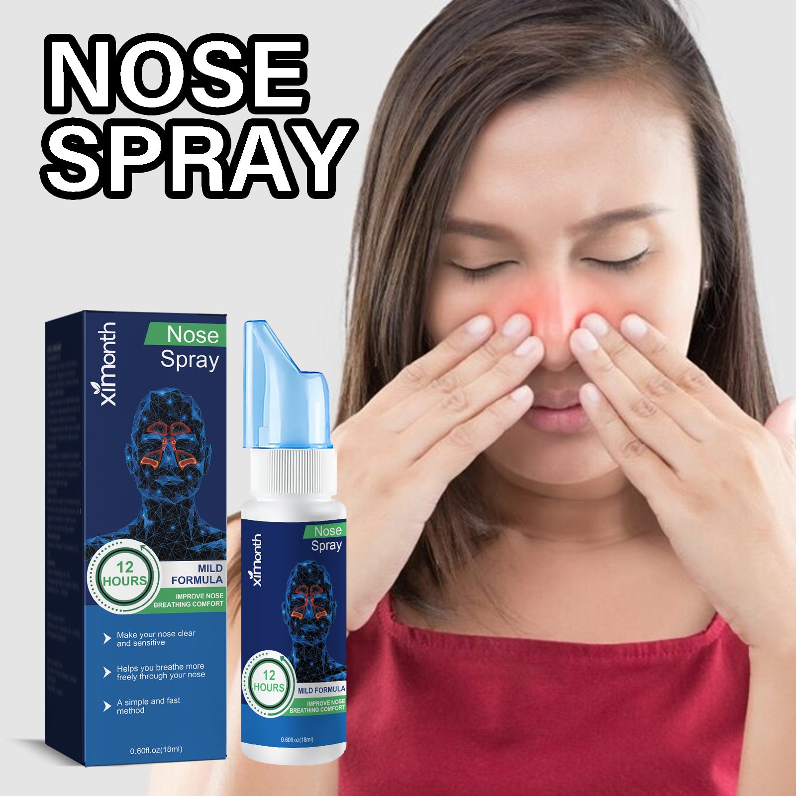 Nasal Spray Relieves Nasal Discomfort, Nasal Congestion, Runny Nose, Nasal Cleansing, Nasal Cleansing, Body Care