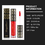 Halloween Dark Matte Liquid Lipstick for Women, Long Lasting Waterproof Lip Gloss, Face Body Painting, Vivid Vampire Lip Stain for Masquerade, Party Goth Makeup, Cosplay (#06 Black)