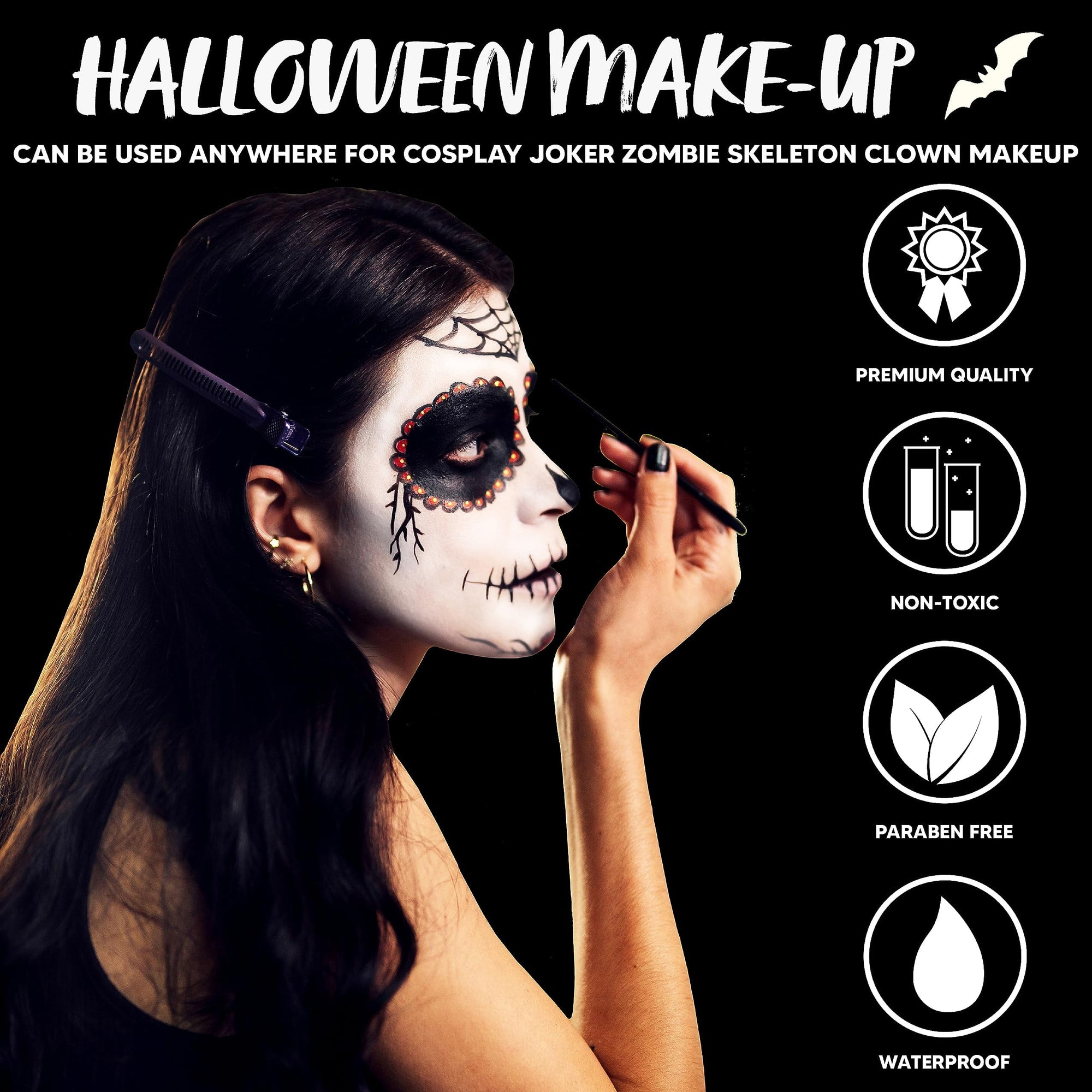 16 Pcs Halloween Makeup Kit,Halloween Family Makeup Set Face Painting Kit with Liquid Blood Gel,Fake Blood and More for Zombie Vampire Cosplay for Adult Kids