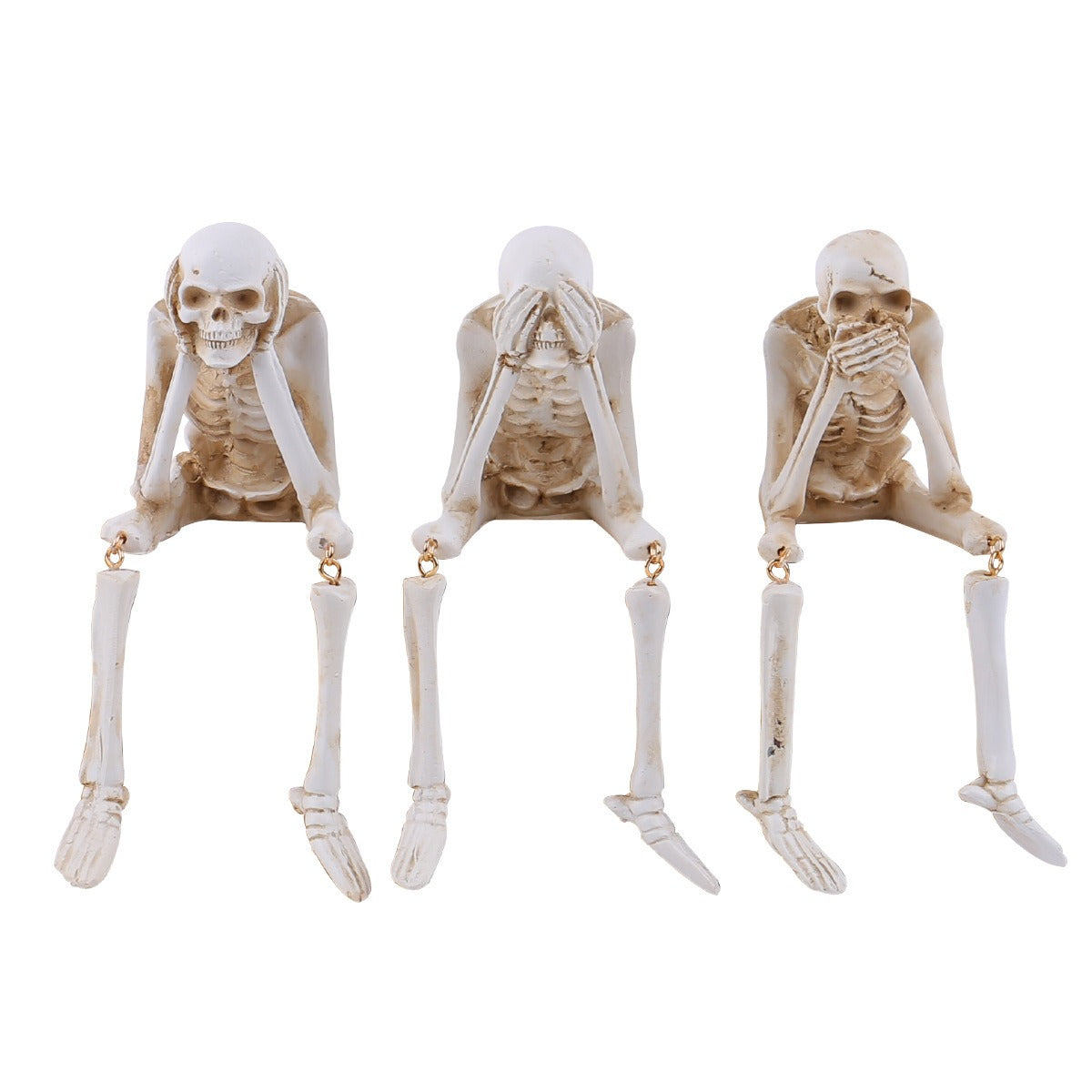 Halloween Skeleton Resin Ornaments Ghost Festival Atmosphere No Listening No Watching No Speaking Skeleton Skeleton Craft Decora