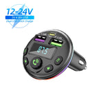 Bluetooth 5.0 FM Transmitter Car Kit MP3 Modulator Player Handsfree Audio Receiver with 3 in 1 Charge Cable for Iphone Huawei