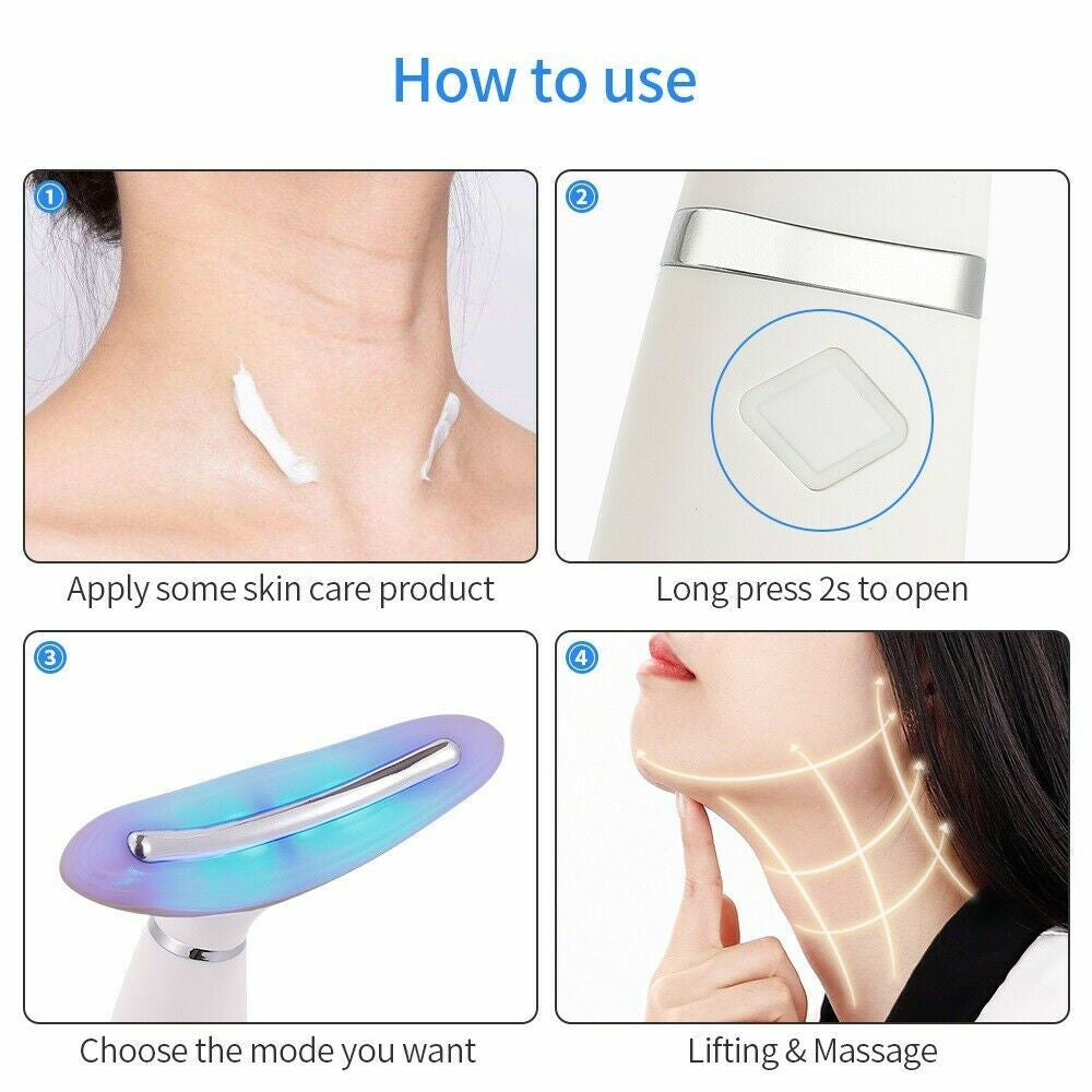 LED Neck Care Wrinkles Reduce Double Chin Removal Skin Tighten Lifting Massager