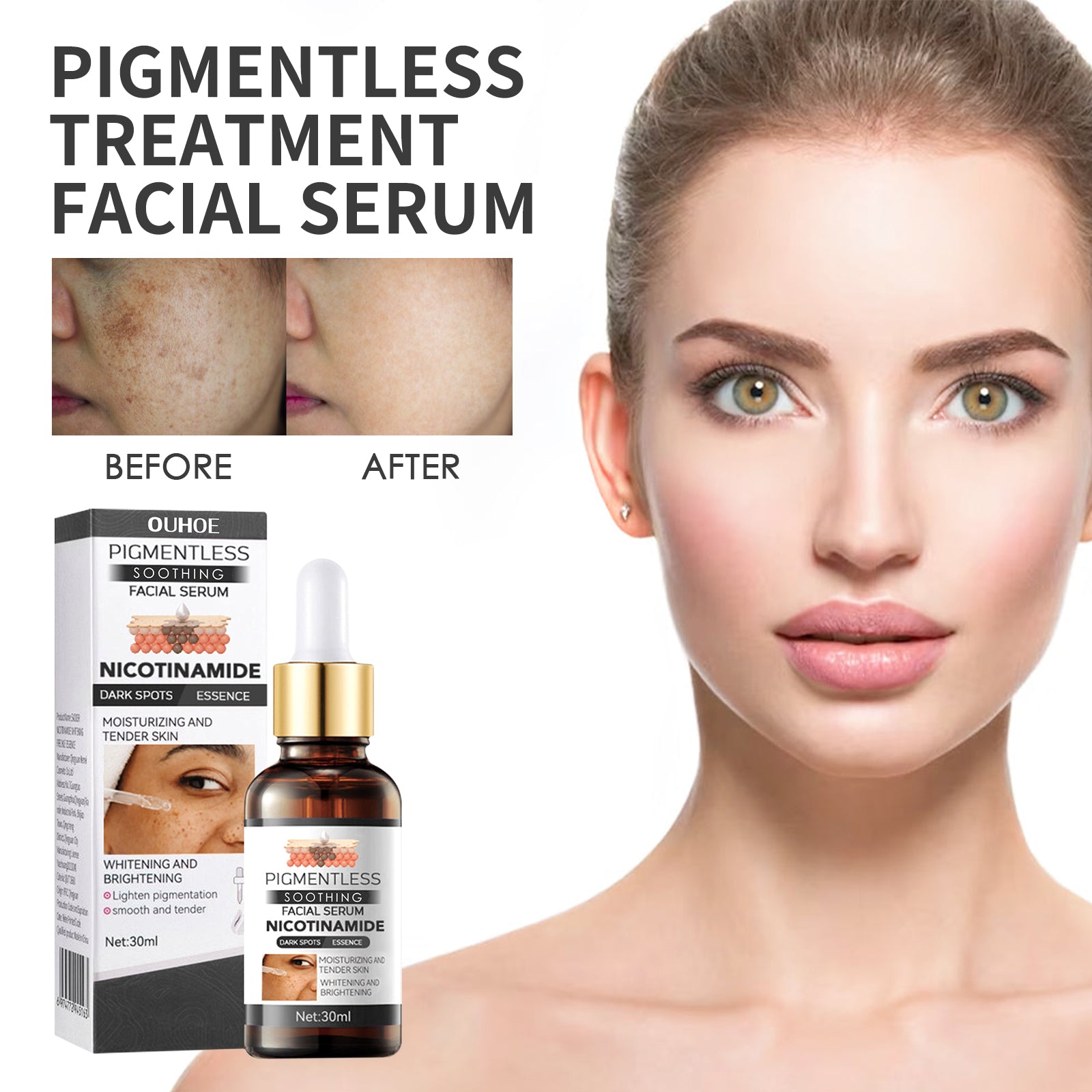 Face Brightening Serum, Lighten Dark Spots Moisturizing And Repairing Fine Lines Brightening Serum