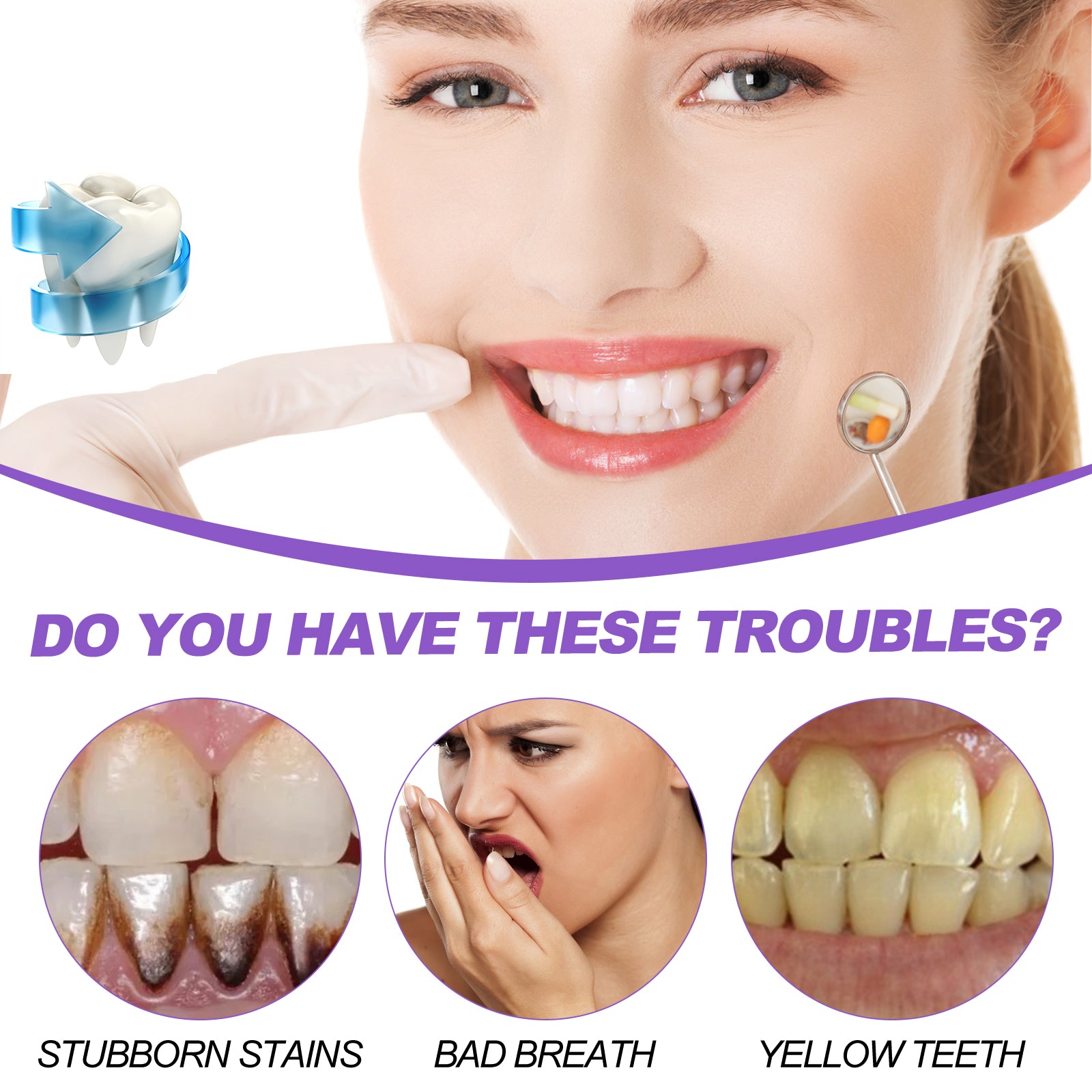 Purple Whitening Toothpaste, Cleans Stains And Odors Brightening Teeth Care Gums Toothpaste